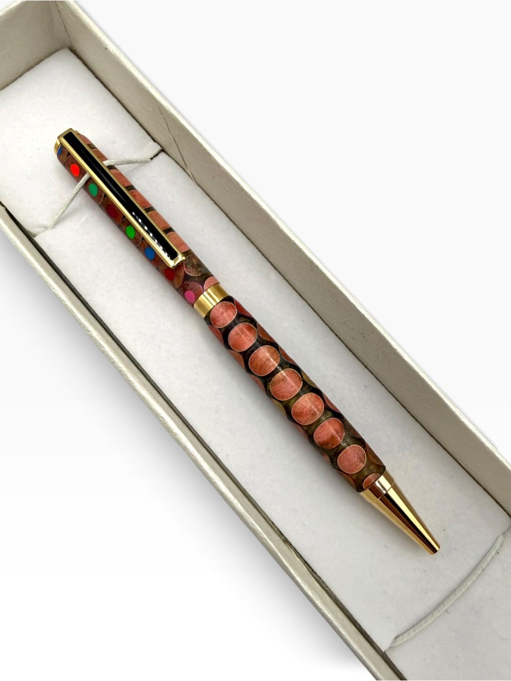 Custom Wood & Colored Pencil Resin Hand-Turned Ballpoint Pen